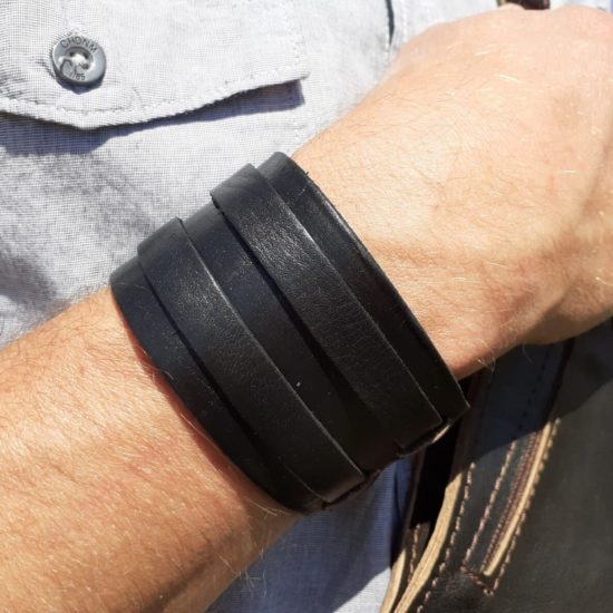 Bracelet Montre Hippie Bleu Jean à Lanière De Force Doré - Largeurs 10mm Et 12mm, NOS Années 60