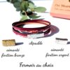 bracelet cuir femme prune et fleur