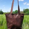 cabas cuir marron foncé