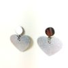 boucles d'oreilles en forme de coeur avec cuir couleur argent