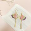 boucles d'oreilles pendantes en cuir en forme de lotus 3 couleurs rose vert et prune