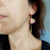 boucles d'oreilles pendantes en cuir en forme de lotus 3 couleurs rose vert et prune