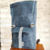 sac à dos artisanal en cuir rolltop gris bleu