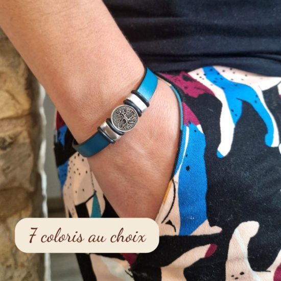 Bracelet cuir arbre de vie