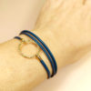 Bracelets multirang cuir bleu marine pour femme collection "Oly"