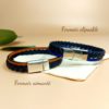 fermoir au choix pour bracelet tressé en cuir bleu marine pour homme