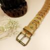 Ceinture large maillons beige en cuir