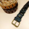 Ceinture large maillons noirs en cuir