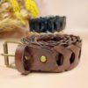 Ceinture large maillons marron en cuir