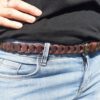 Ceinture maillons fine marron en cuir