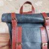 Sac à dos cuir bleu gris taille S