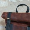 Sac à dos artisanal en cuir marron vintage taille S