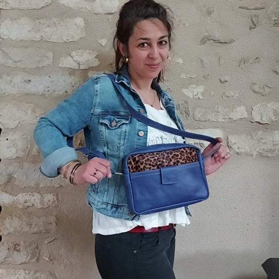 Sac trotteur cuir bleu