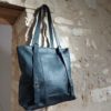 Cabas cuir noir transformable en sac à dos