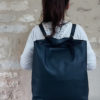 Cabas cuir noir transformable en sac à dos