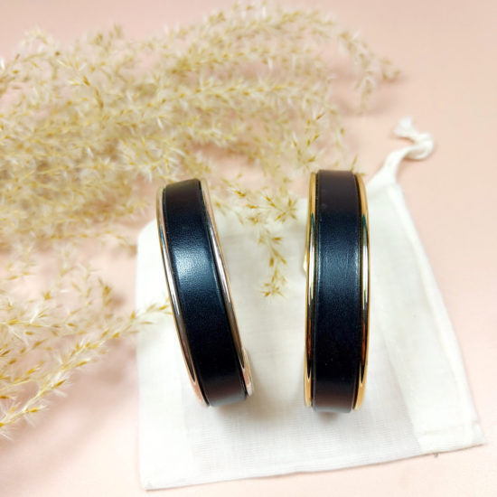 Bracelet jonc cuir noir