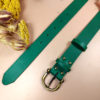 Ceinture artisanale en cuir vert boucle laiton largeur 3 cm