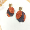 Boucles d'oreilles cuir paillettes léopard orange