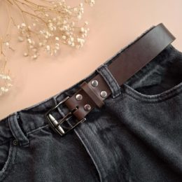 Ceinture artisanale cuir marron boucle rouleau