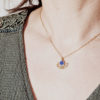 Collier éventail cuir bleu