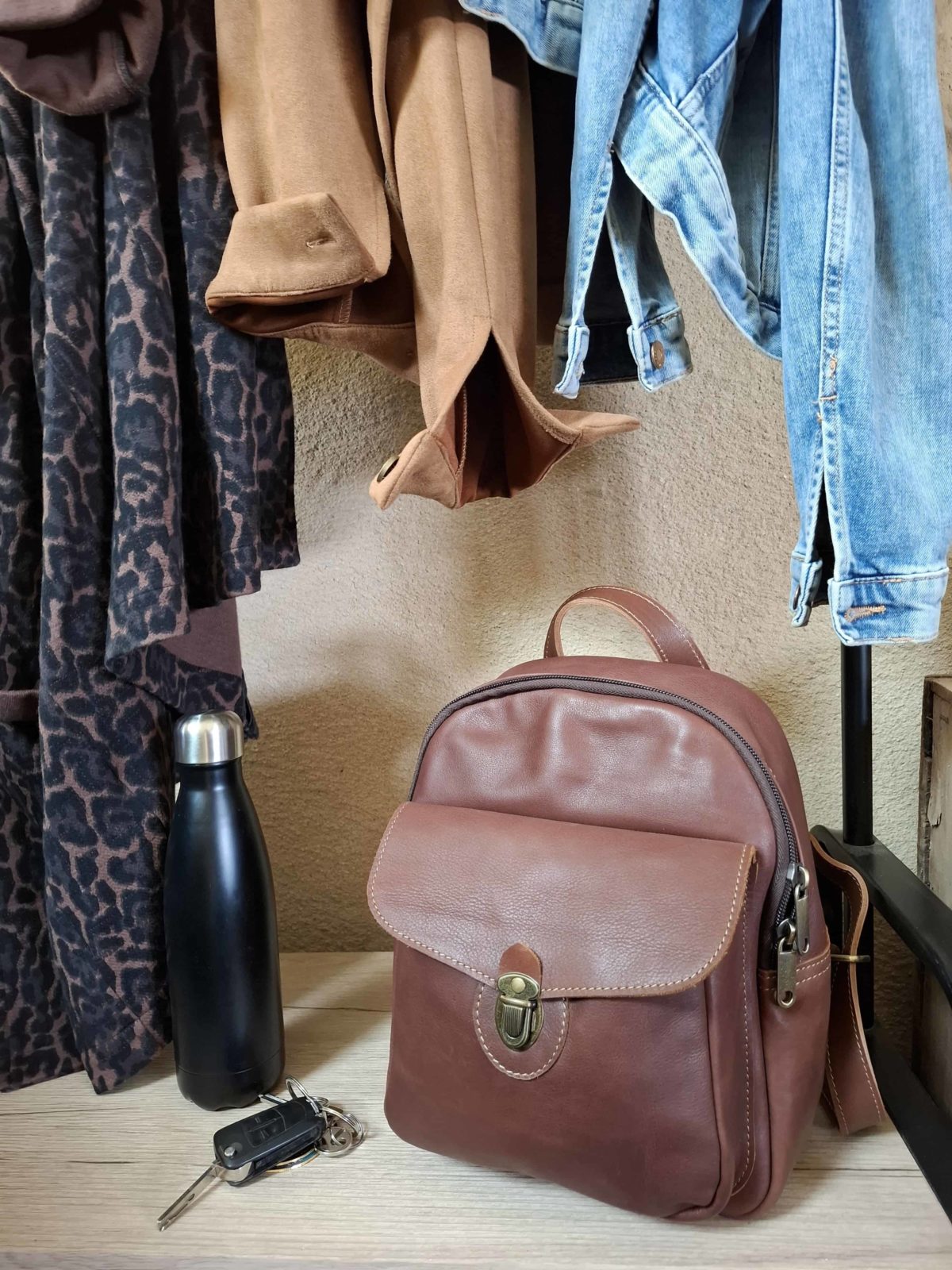 sac à dos artisanal cuir marron