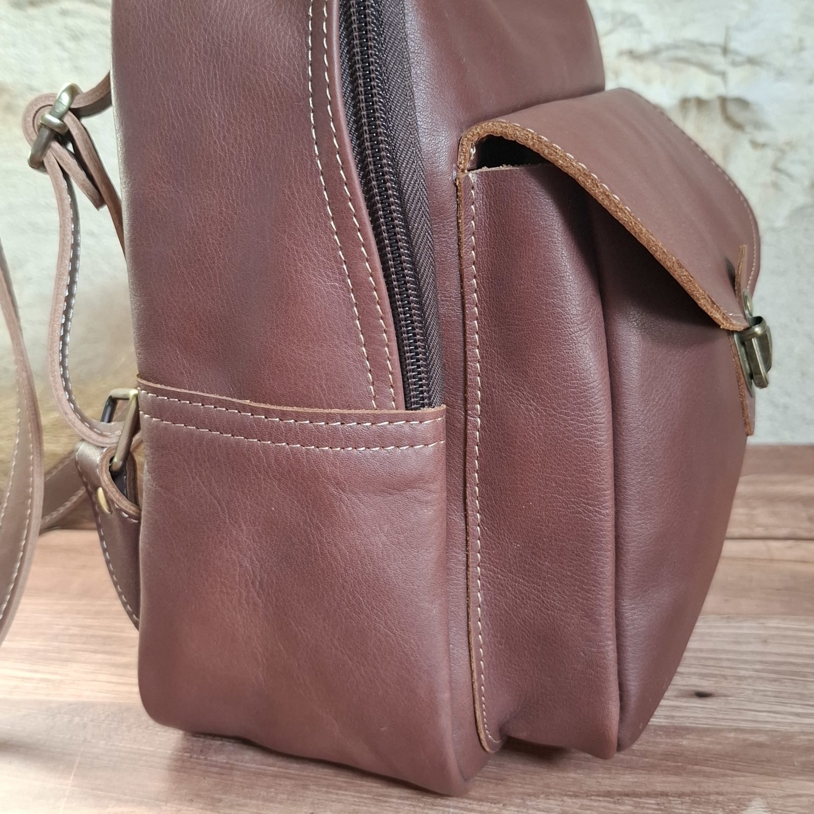 sac à dos artisanal cuir marron
