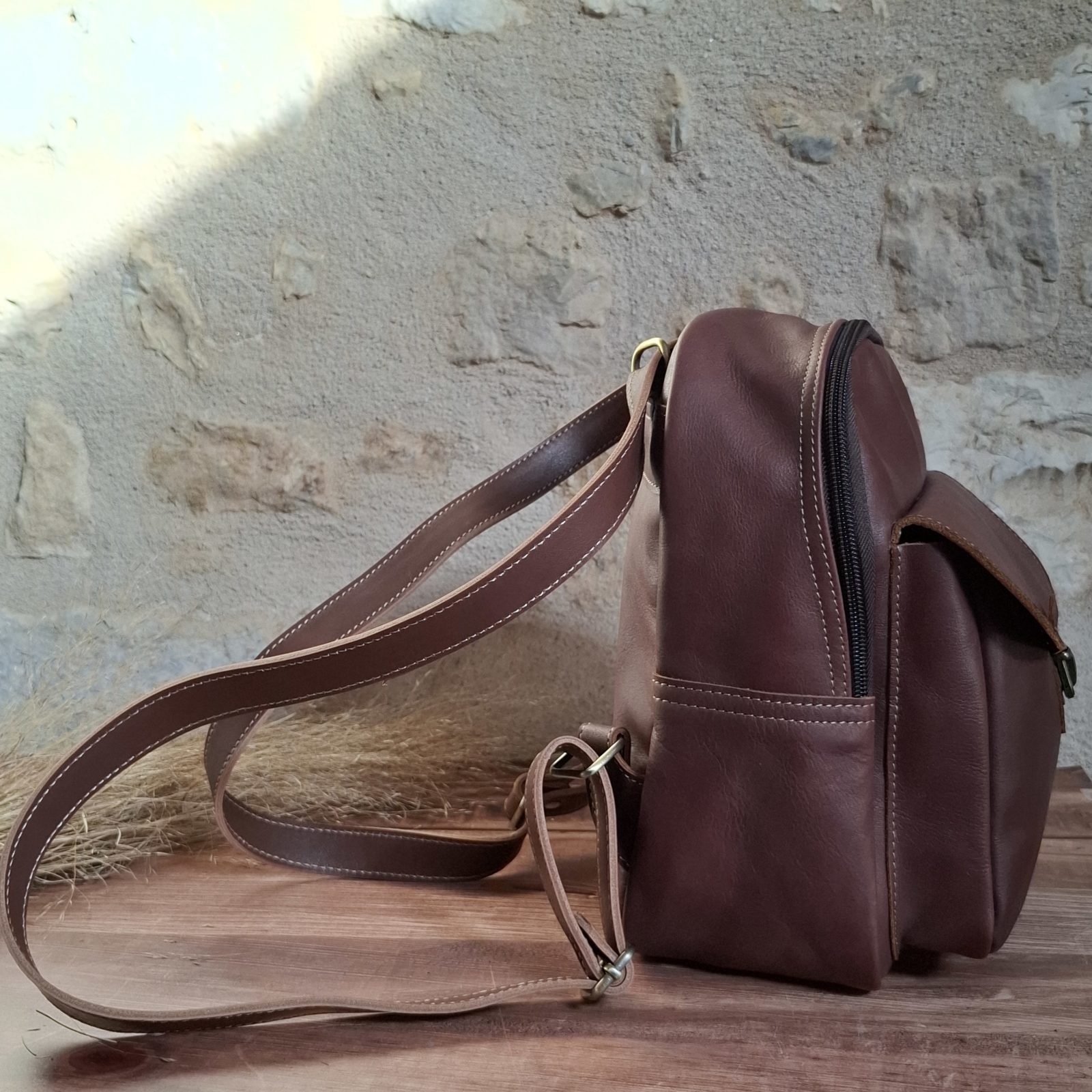 sac à dos artisanal cuir marron