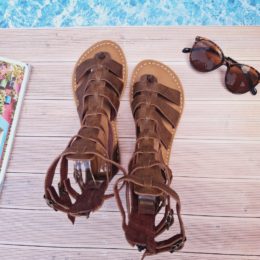 Spartiates marron en cuir