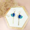 Boucles d'oreilles pendantes en cuir bleu