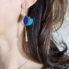 Boucles d'oreilles pendantes en cuir thème bleu