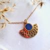 collier femme cuir bleu éventail