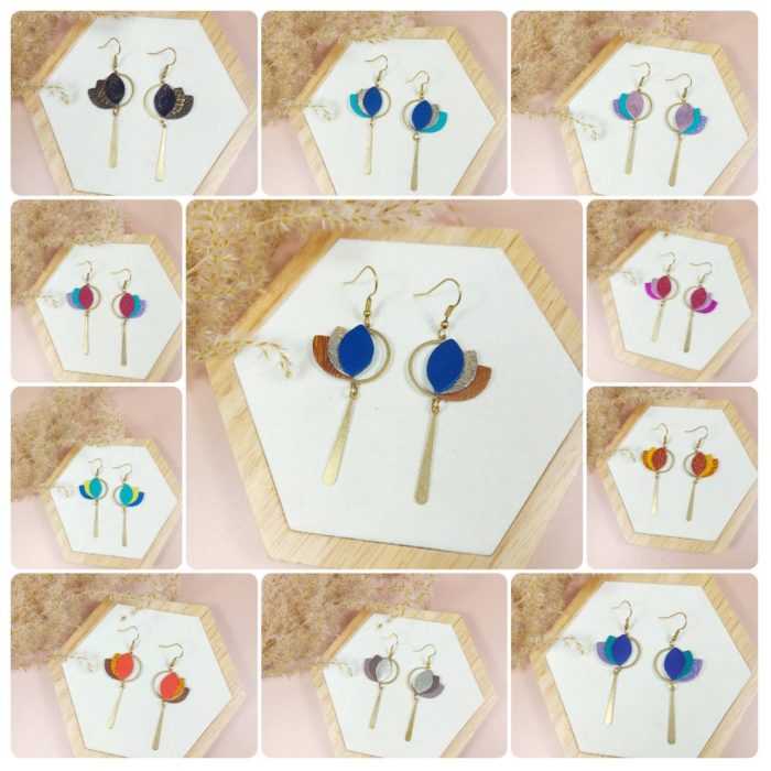 boucles d'oreilles cuir lotus