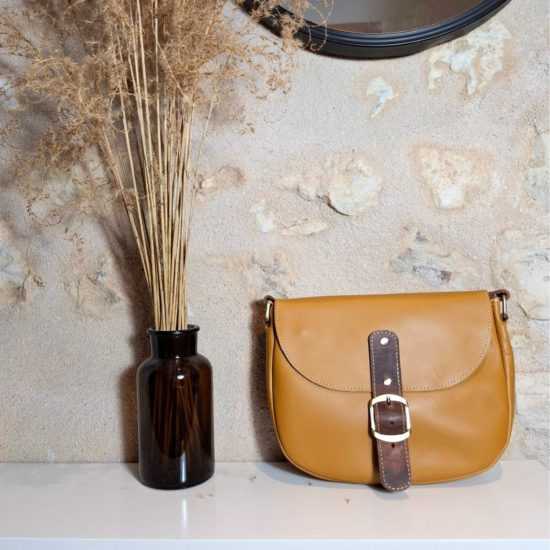 Sac en cuir jaune moutarde pour femme