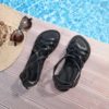Sandales noires en cuir pour femme
