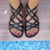 Sandales noires en cuir