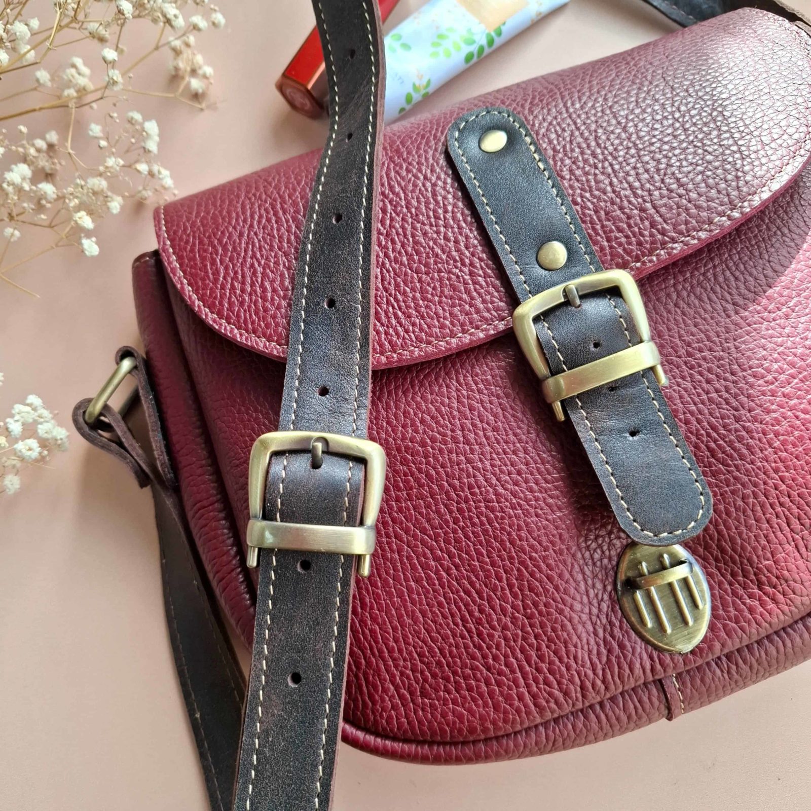 sac bordeaux cuir grainé