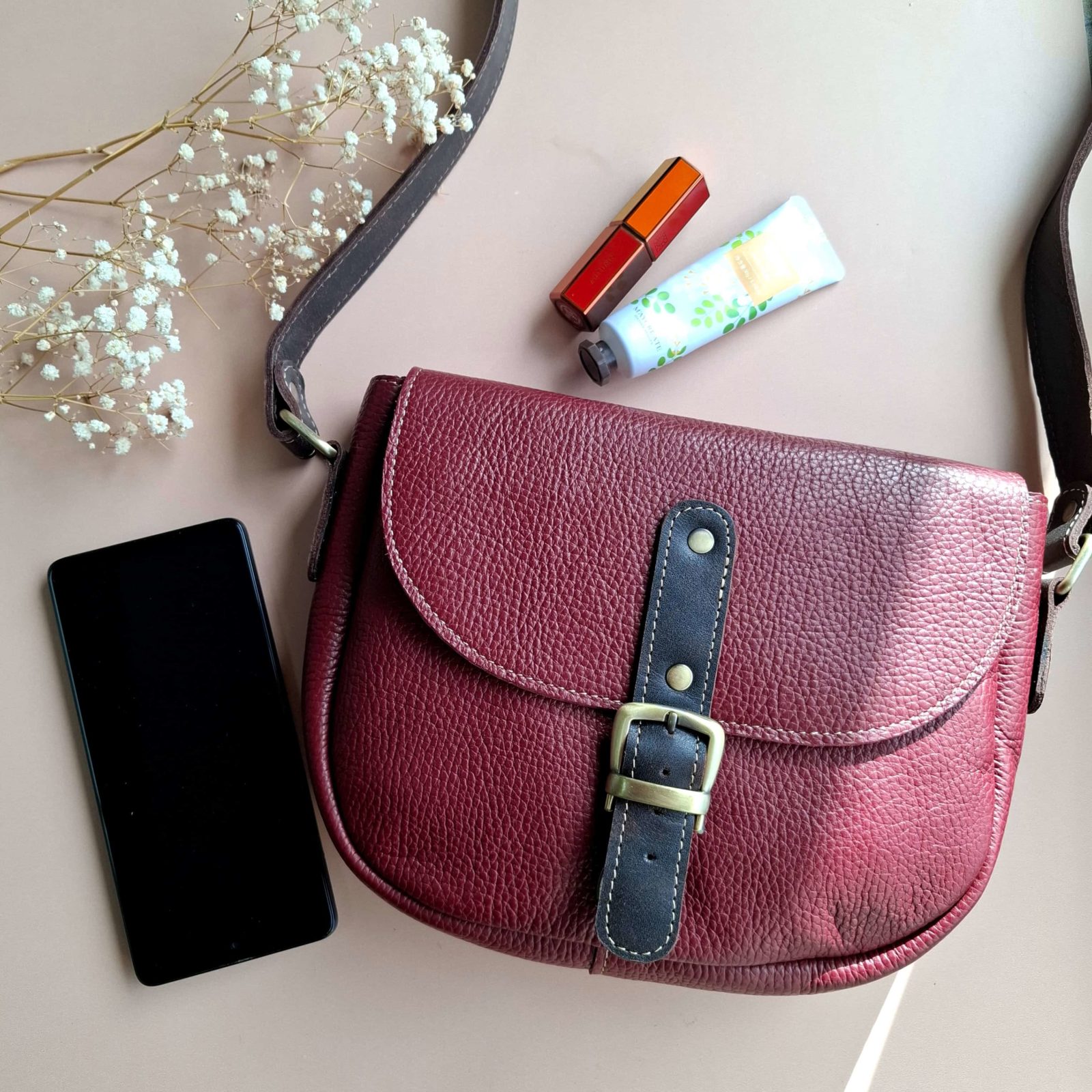 sac bordeaux cuir grainé