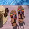 Sandales compensées en cuir Belinettes