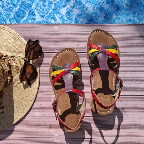 Sandales compensées en cuir Belinettes