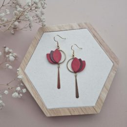 boucles d'oreilles rouge en cuir