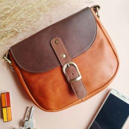 sac cuir terracotta et marron