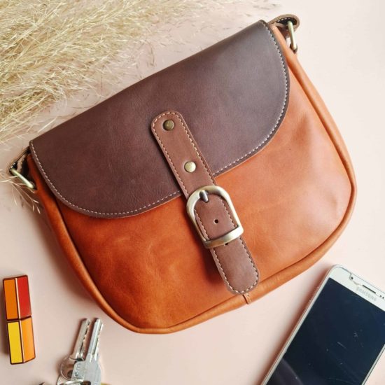 sac cuir terracotta et marron