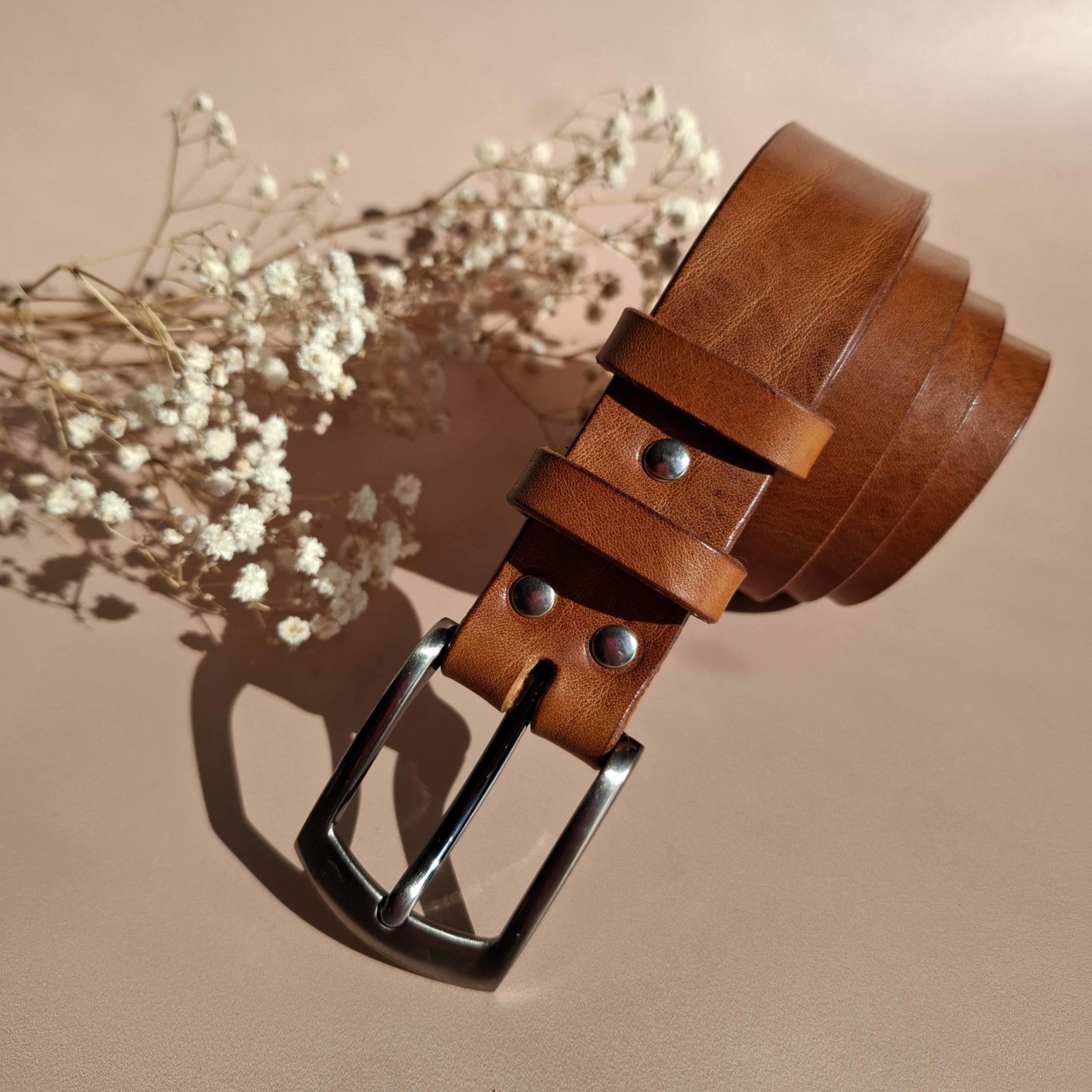 ceinture camel en cuir