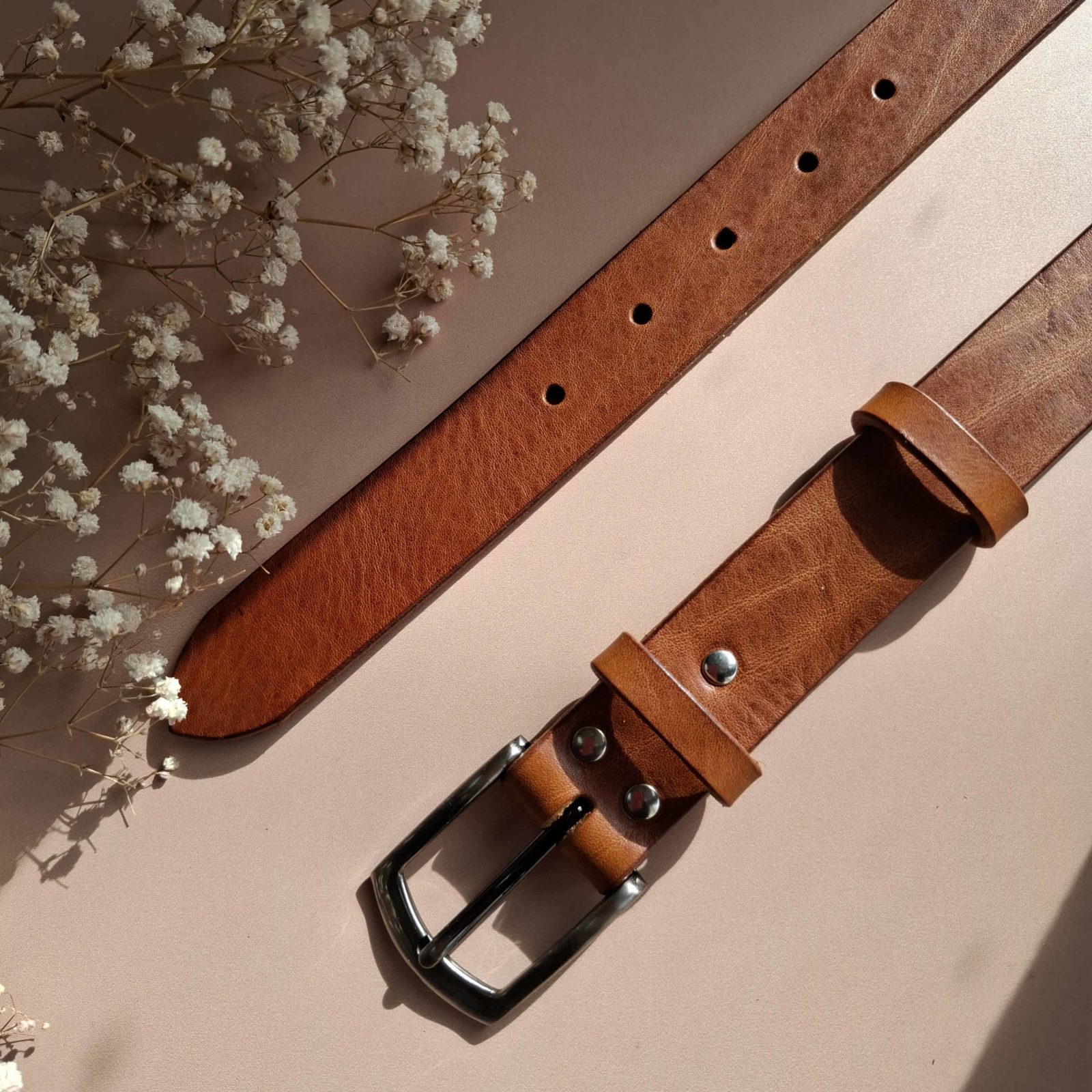 ceinture camel en cuir