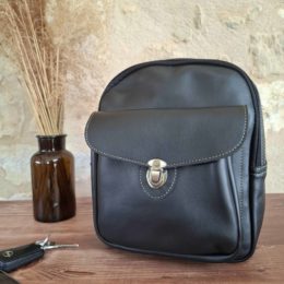 petit sac a dos noir en cuir convertible