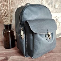 sac à dos noir en cuir convertible