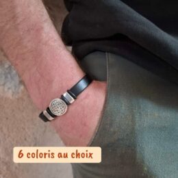 Bracelet celtique en cuir sur poignet homme, 6 coloris au choix