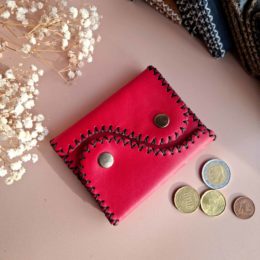 porte-carte cuir rouge