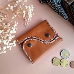 Porte-cartes cuir camel