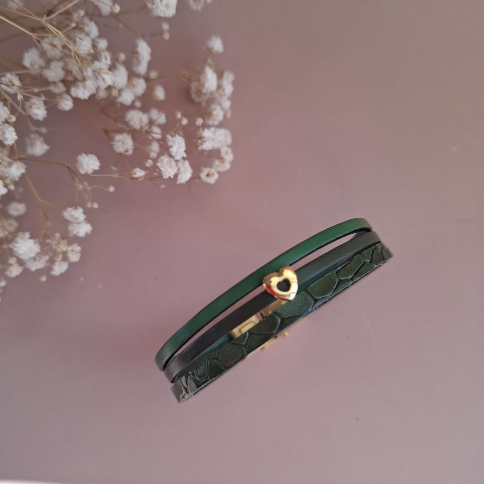 Bracelet femme en cuir vert